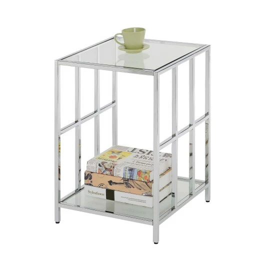 Best reviews of đ€© Silver Orchid Alderson Glass End Table đ - Image 3