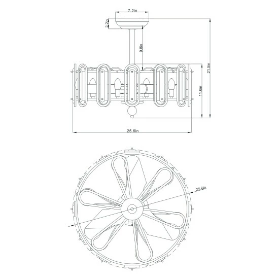 Promo đ Silver Orchid Porten Black 26-inch 3-Blade Ceiling Fan With Metal Drum Shade đ - Image 4