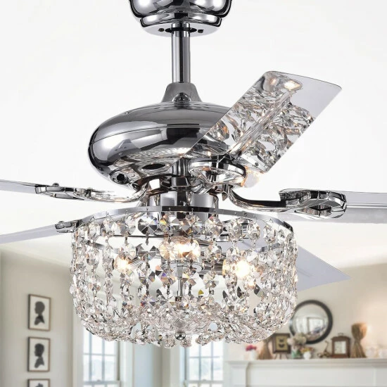 Cheapest 𤊠Silver Orchid Campbell 42-inch Chrome Lighted Ceiling Fan đ