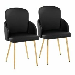 Hot Sale 👍 Silver Orchid Dahlia Dining Chair With Metal Legs (Set Of 2) Camel Faux Leather/gold 🧨