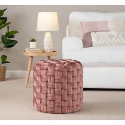 Best Sale 💯 Silver Orchid Camilla Braided Round 16" Ottoman Dark Grey 😀