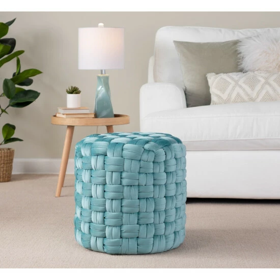 Best Sale ๐ฏ Silver Orchid Camilla Braided Round 16" Ottoman Dark Grey ๐ - Image 7