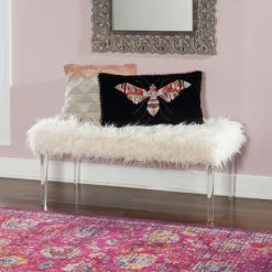 New 👏 Silver Orchid Kelly Fantastic Flokati Bench 😉