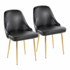 Brand new 🎉 Silver Orchid Naldi Faux Leather Dining Chair - Set Of 2 Black Faux Leather/gold 😍