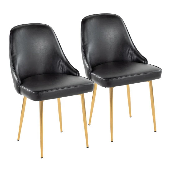 Brand new đ Silver Orchid Naldi Faux Leather Dining Chair - Set Of 2 Black Faux Leather/gold đ
