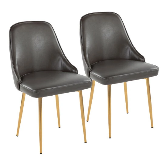 Brand new đ Silver Orchid Naldi Faux Leather Dining Chair - Set Of 2 Black Faux Leather/gold đ - Image 2