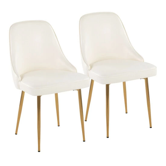 Brand new đ Silver Orchid Naldi Faux Leather Dining Chair - Set Of 2 Black Faux Leather/gold đ - Image 3