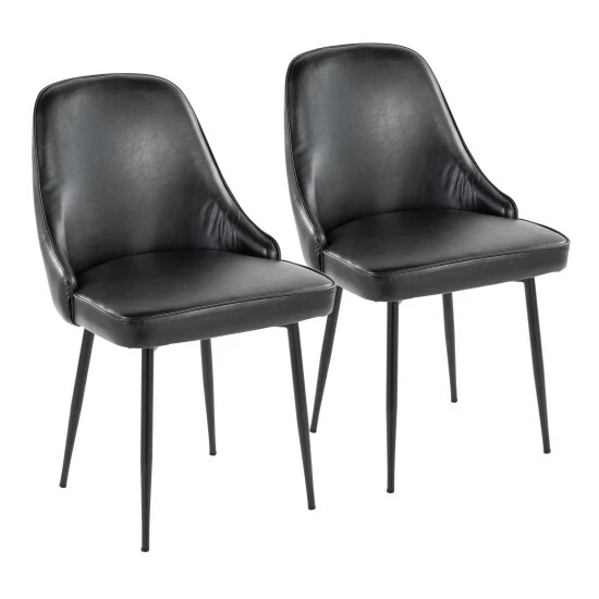 Brand new đ Silver Orchid Naldi Faux Leather Dining Chair - Set Of 2 Black Faux Leather/gold đ - Image 4