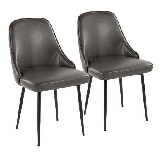Brand new đ Silver Orchid Naldi Faux Leather Dining Chair - Set Of 2 Black Faux Leather/gold đ - Image 5