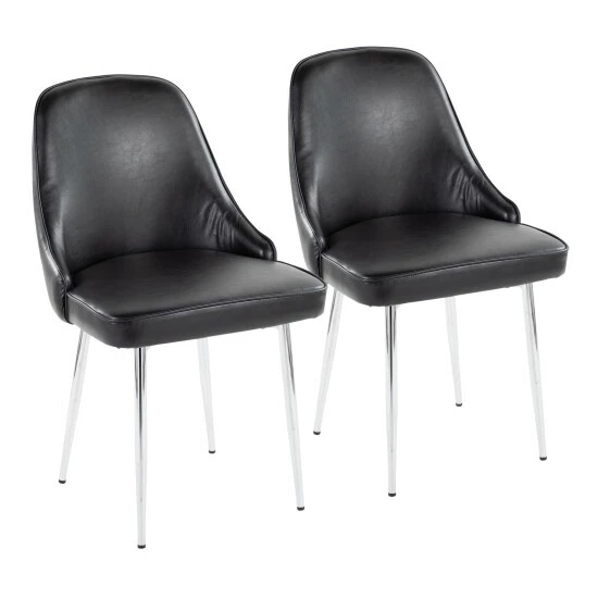 Brand new đ Silver Orchid Naldi Faux Leather Dining Chair - Set Of 2 Black Faux Leather/gold đ - Image 7
