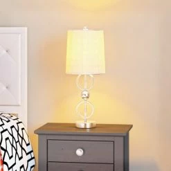 Outlet 😉 Silver Orchid Velez Brushed Steel Table Lamps (Set Of 2) 😍