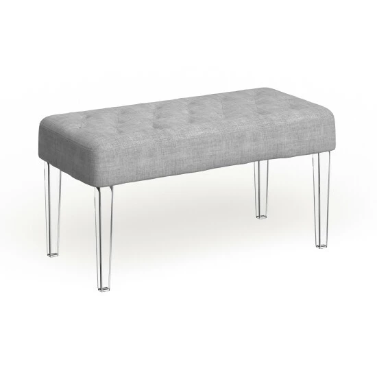 Cheapest â¤ď¸ Silver Orchid Heston Grey Fabric Bench With Clear Legs đ