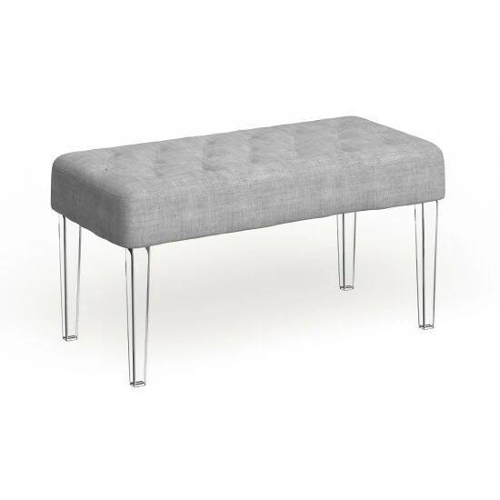 Cheapest â¤ď¸ Silver Orchid Heston Grey Fabric Bench With Clear Legs đ - Image 7