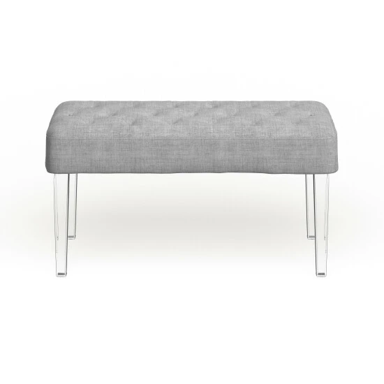 Cheapest â¤ď¸ Silver Orchid Heston Grey Fabric Bench With Clear Legs đ - Image 8