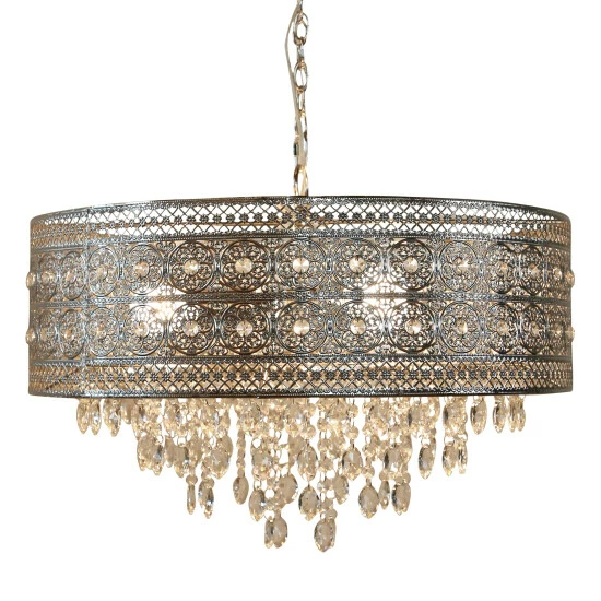 Best Sale ๐ Silver Orchid Brielle Polished Nickel And Crystal 3-light Chandelier - 23.625"L X 23.625"W X 15"H โจ - Image 3