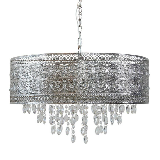 Best Sale ๐ Silver Orchid Brielle Polished Nickel And Crystal 3-light Chandelier - 23.625"L X 23.625"W X 15"H โจ - Image 4
