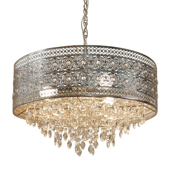 Best Sale ๐ Silver Orchid Brielle Polished Nickel And Crystal 3-light Chandelier - 23.625"L X 23.625"W X 15"H โจ - Image 5