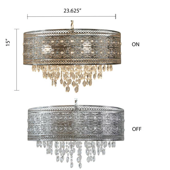 Best Sale ๐ Silver Orchid Brielle Polished Nickel And Crystal 3-light Chandelier - 23.625"L X 23.625"W X 15"H โจ - Image 7