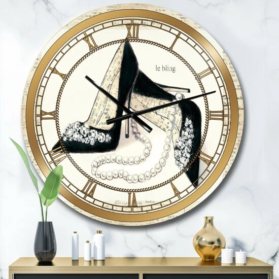 New đ Silver Orchid Borella 'Chic Galm Closet I' Glam Large Wall Clock đĽ