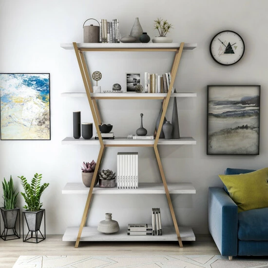 Promo âď¸ Silver Orchid Epstewin Metal Frame 4-shelf Bookcase/Room Divider Chrome đ - Image 4