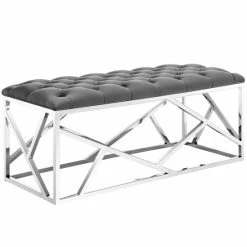 New ⭐ Silver Orchid Sebastian Button-tufted Bench Silver Sea 🌟