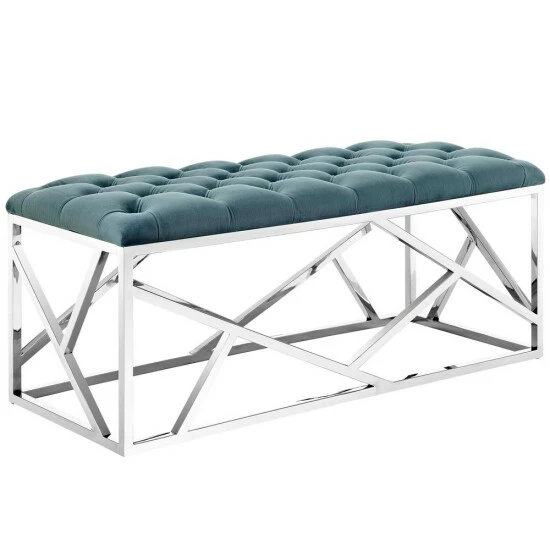 New โญ Silver Orchid Sebastian Button-tufted Bench Silver Sea ๐ 4 New โญ Silver Orchid Sebastian Button-tufted Bench Silver Sea ๐ - Image 2