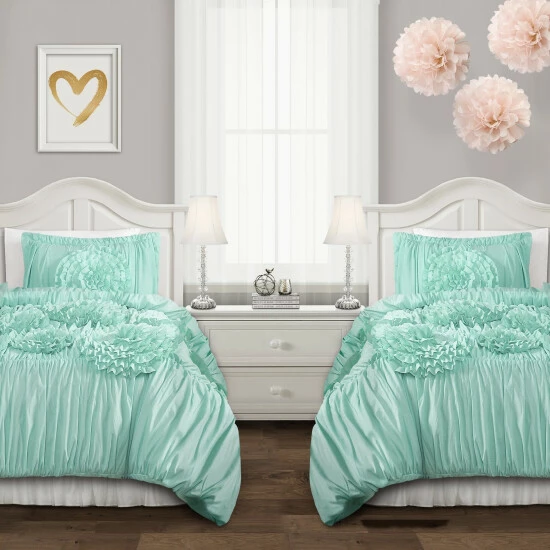 Deals ๐ Silver Orchid O'Fredericks Ruffled Flower 3-piece Comforter Set Blush ๐ - Image 7