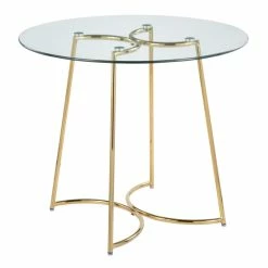 Cheap ⭐ Silver Orchid Cece Dinette Table Gold Metal/clear Glass 😍