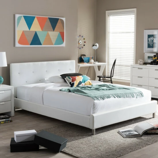 Buy đ Silver Orchid Caillol Tufted Upholstered Queen Bed White â