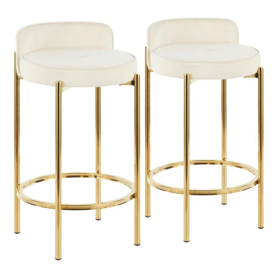 Wholesale đĽ Silver Orchid Flohr Upholstered Counter Stool - Set Of 2 Black Faux Leather/gold đ - Image 3