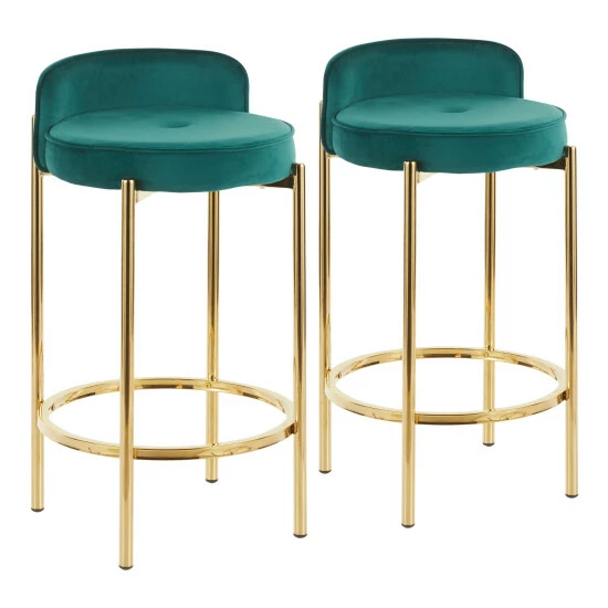 Wholesale đĽ Silver Orchid Flohr Upholstered Counter Stool - Set Of 2 Black Faux Leather/gold đ - Image 4