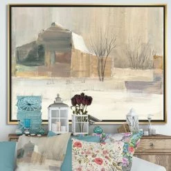 New ✨ Silver Orchid 'Winter On The Farm House' Landscapes Framed Canvas - Grey 👍