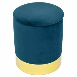 Best Sale ⌛ Silver Orchid Albanesi Navy Storage Ottoman ⭐