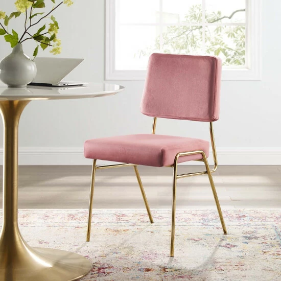 Outlet 𤊠Silver Orchid Lerch Velvet Dining Side Chairs Gold Dusty Rose đ