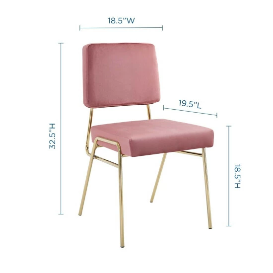 Outlet 𤊠Silver Orchid Lerch Velvet Dining Side Chairs Gold Dusty Rose đ - Image 8