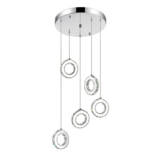 Best reviews of đ Silver Orchid Boles 5-ring LED Crystal Chandelier With Chrome Finish 𤊠- Image 3