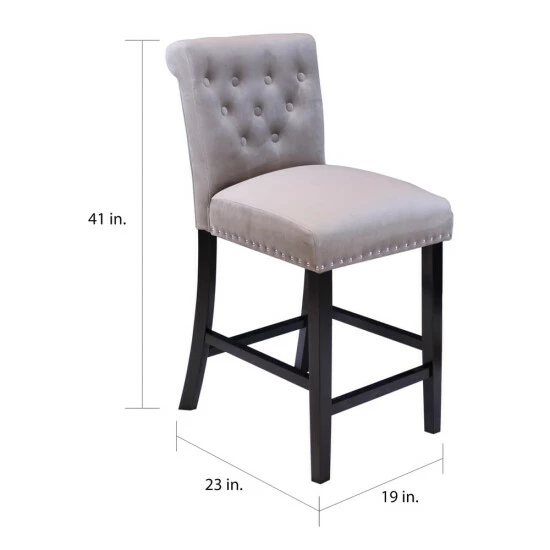 Best deal đ Silver Orchid Flohr Tufted Polyester Velvet Counter Chairs (Set Of 2) - 40.5"h X 18.5"w X 22.5"d - 40.5"h X 18.5"w X 22.5"d Emerald Green đ - Image 3