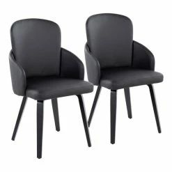 Best deal ⌛ Silver Orchid Dahlia Dining Chair With Wood Legs (Set Of 2) Grey Faux Leather 😍