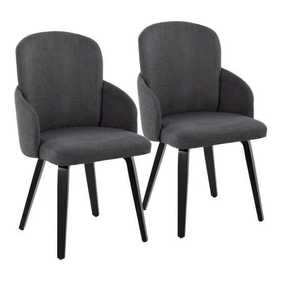 Best deal â Silver Orchid Dahlia Dining Chair With Wood Legs (Set Of 2) Grey Faux Leather đ - Image 4