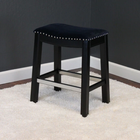 Flash Sale โ๏ธ Silver Orchid Rosar Velvet Espresso Counter Chair Ink Navy ๐ฏ
