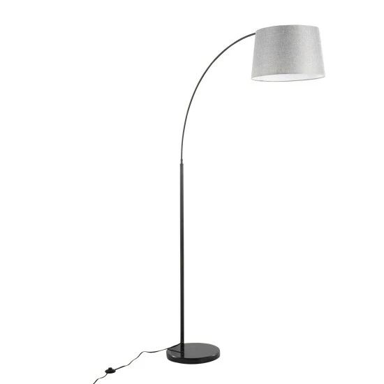Best Pirce ✔️ Silver Orchid Giboda Linen Floor Lamp Grey Linen/black Metal/black Marble ❤️ - Image 2