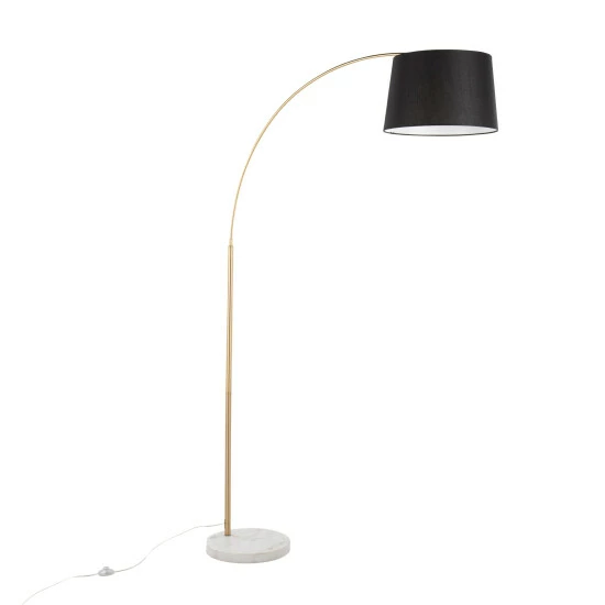 Best Pirce ✔️ Silver Orchid Giboda Linen Floor Lamp Grey Linen/black Metal/black Marble ❤️ - Image 3