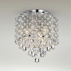Best Pirce ⌛ Silver Orchid Jannings Chrome 3-Light Crystal And Metal Drum Shade Flush Mount 🌟
