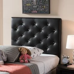 Best Sale 🎉 Silver Orchid Ahern Twin-size Faux Leather Upholstered Button-tufted Headboard White 👏