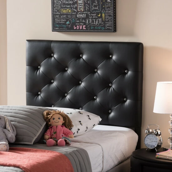 Best Sale đ Silver Orchid Ahern Twin-size Faux Leather Upholstered Button-tufted Headboard White đ