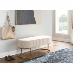 Budget 🎁 Silver Orchid Gregor Pleated Velvet Bench 🌟