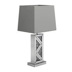 Brand new 👍 Silver Orchid Aasen Silver And White Geometric Table Lamp 🛒