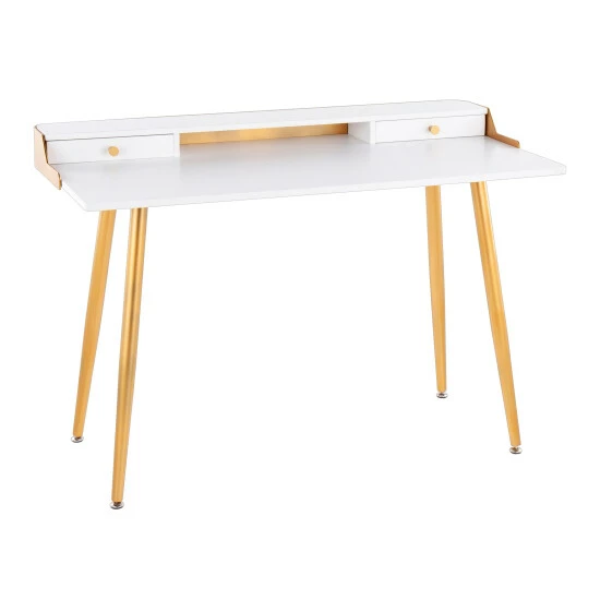 Promo âď¸ Silver Orchid Creggan Glam Gold Metal & Wood Office Desk đ