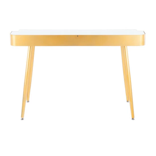 Promo âď¸ Silver Orchid Creggan Glam Gold Metal & Wood Office Desk đ - Image 5