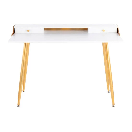 Promo âď¸ Silver Orchid Creggan Glam Gold Metal & Wood Office Desk đ - Image 8